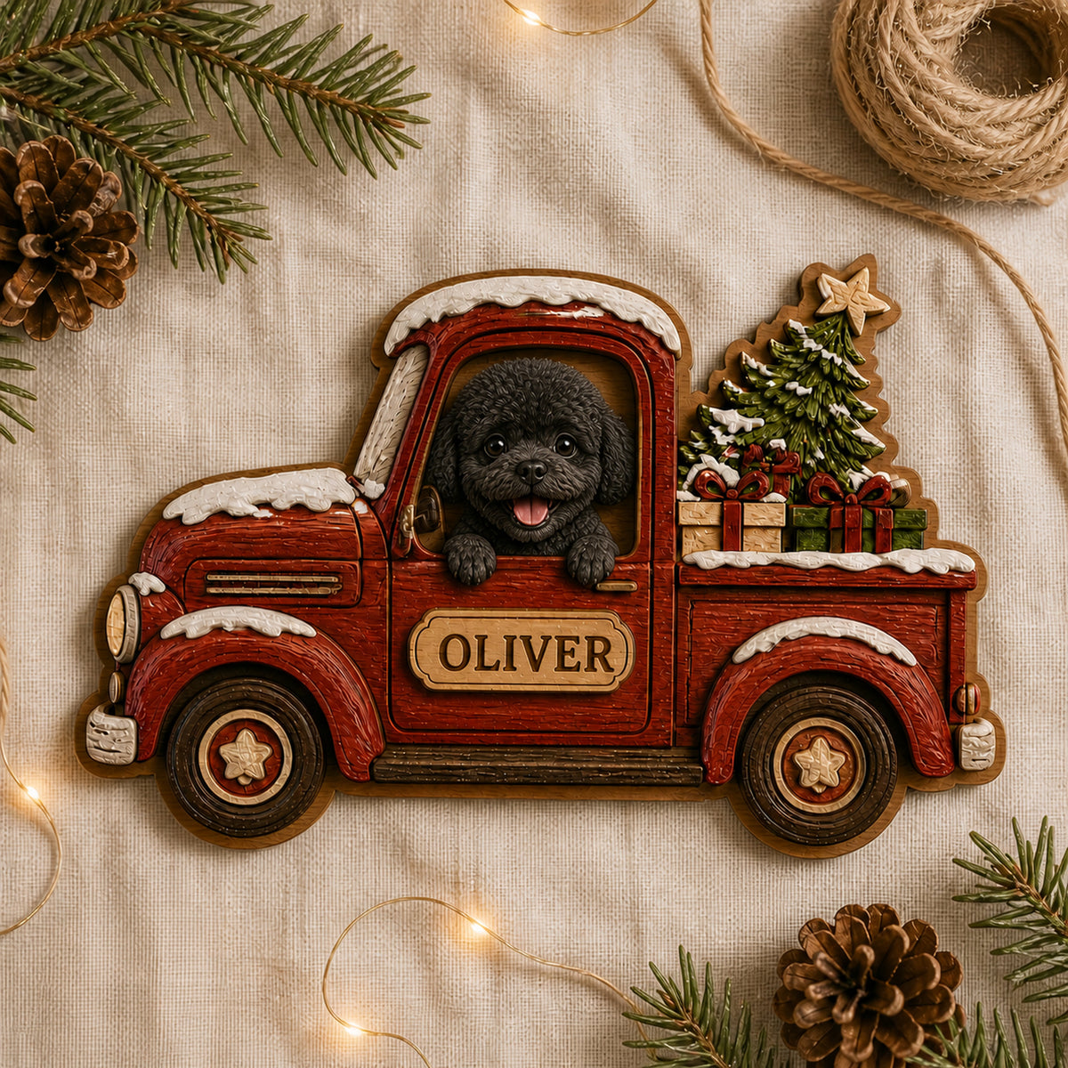 Personalized Pickup Pup Photo Wood Ornament - Custom Pet Keepsake - image 4