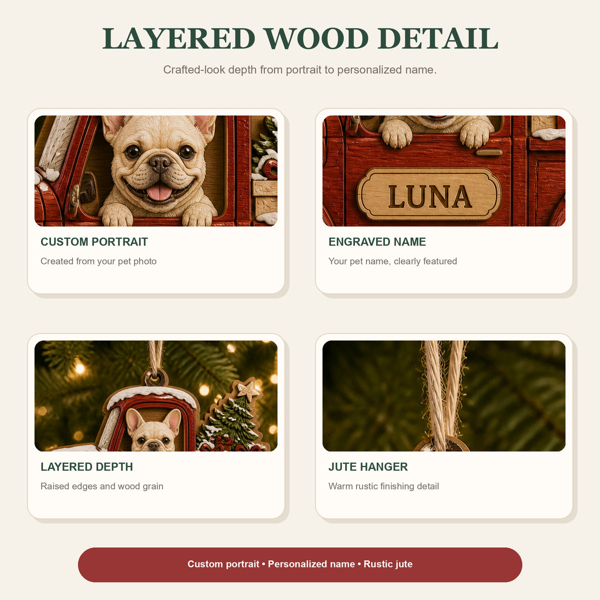 Personalized Pickup Pup Photo Wood Ornament - Custom Pet Keepsake - image 8