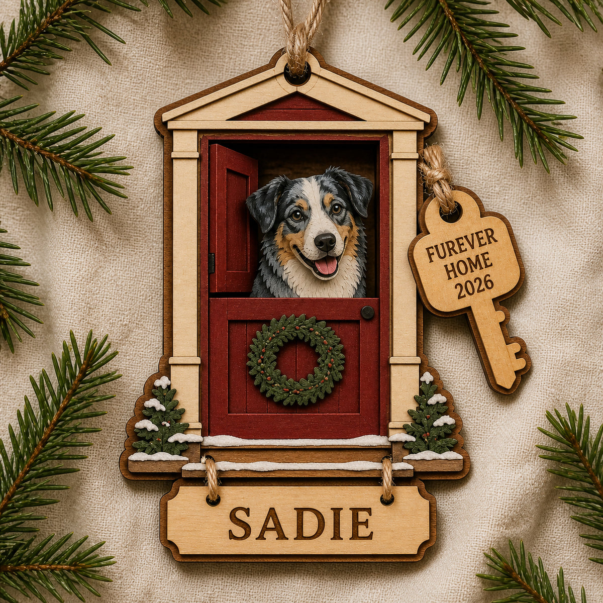 Personalized Furever Home Door Photo Wood Ornament - Custom Pet Keepsake - image 3