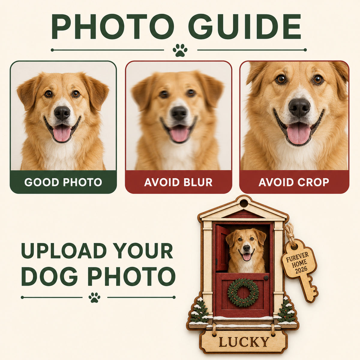 Personalized Furever Home Door Photo Wood Ornament - Custom Pet Keepsake - image 7