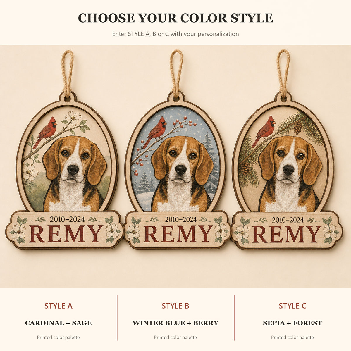 Personalized Cardinal Window Pet Memorial Photo Wood Ornament - Custom Pet Keepsake - image 8