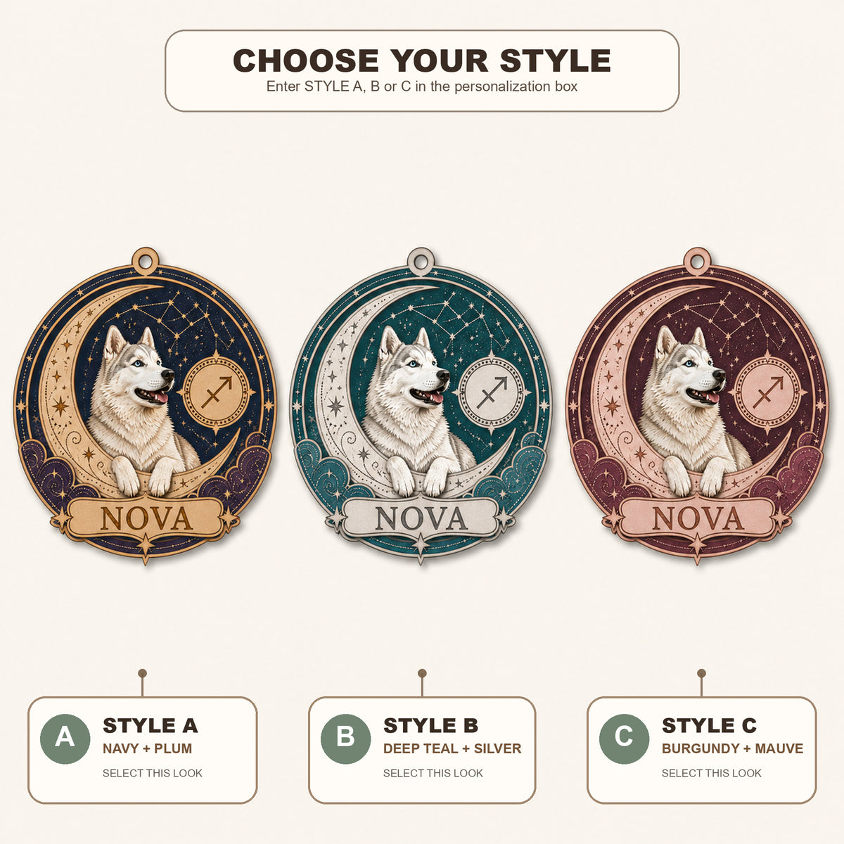 Personalized Celestial Zodiac Dog Photo Wood Ornament - Custom Pet Keepsake - image 8