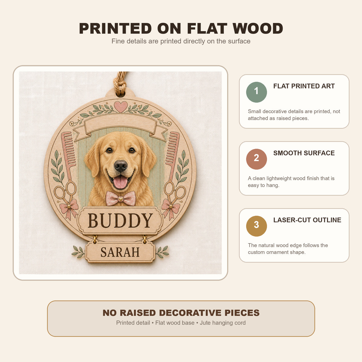 Personalized Dog Groomer Gift Photo Wood Ornament - Custom Pet Keepsake - image 9