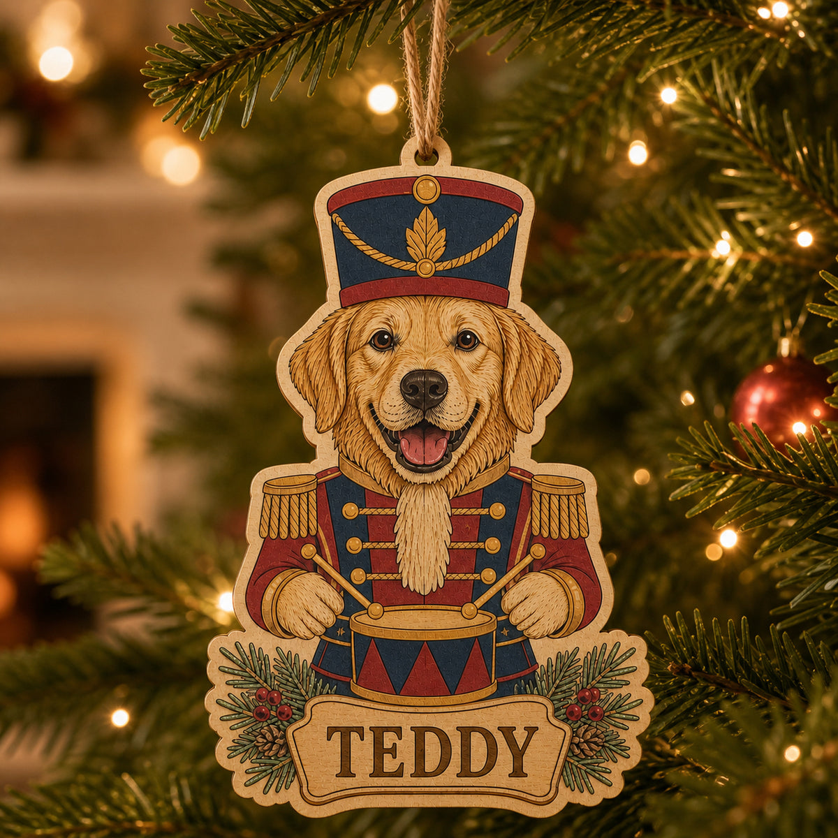 Personalized Nutcracker Pup Photo Wood Ornament - Custom Pet Keepsake - image 1