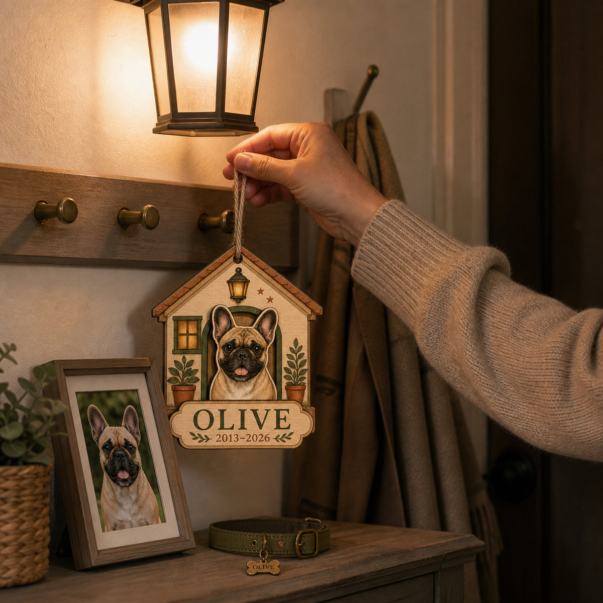 Personalized Porch Light Pet Memorial Photo Wood Ornament - Custom Pet Keepsake - image 5