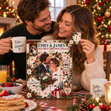 Personalized Our First Christmas Engaged Advent Calendar with 24 Photo Ornaments