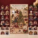 Personalized Family Christmas Traditions Advent Calendar with 24 Photo Ornaments