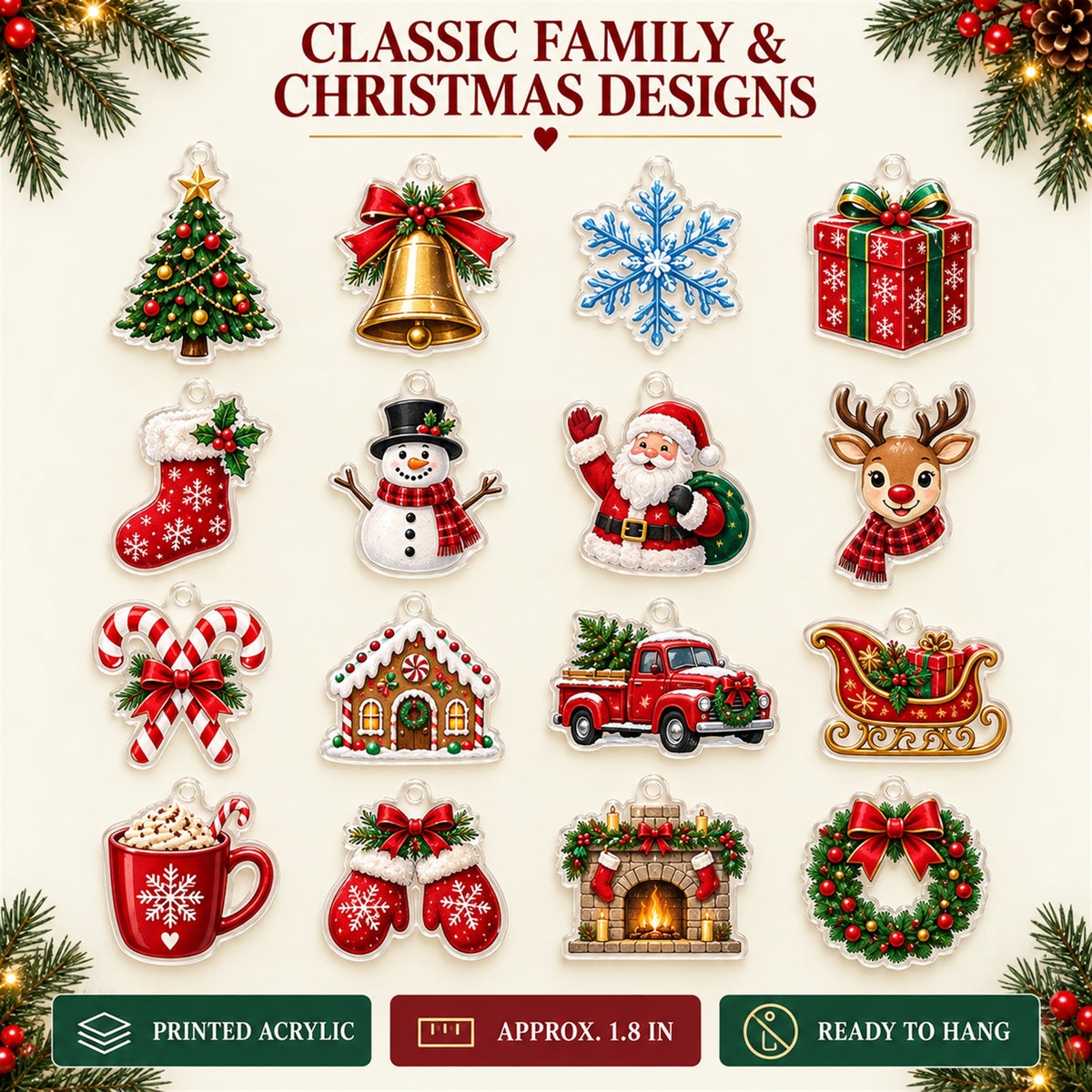 Personalized Family Christmas Traditions Advent Calendar with 24 Photo Ornaments