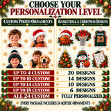 Personalized Basketball Player Advent Calendar with 24 Photo Ornaments