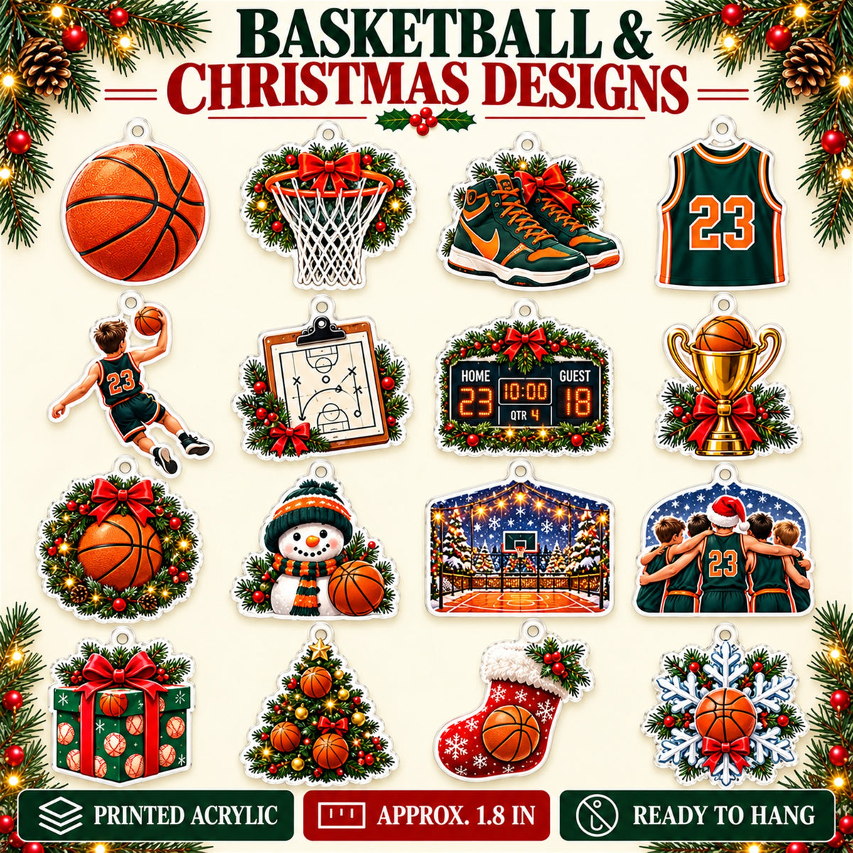 Personalized Basketball Player Advent Calendar with 24 Photo Ornaments