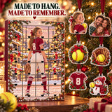 Personalized Softball Player Advent Calendar with 24 Photo Ornaments