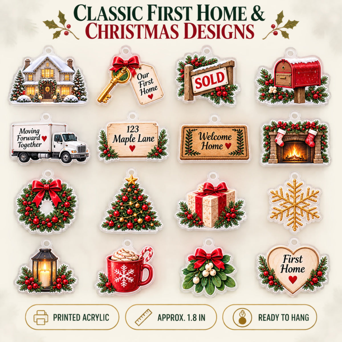 Personalized Christmas In Our First Home Advent Calendar with 24 Photo Ornaments