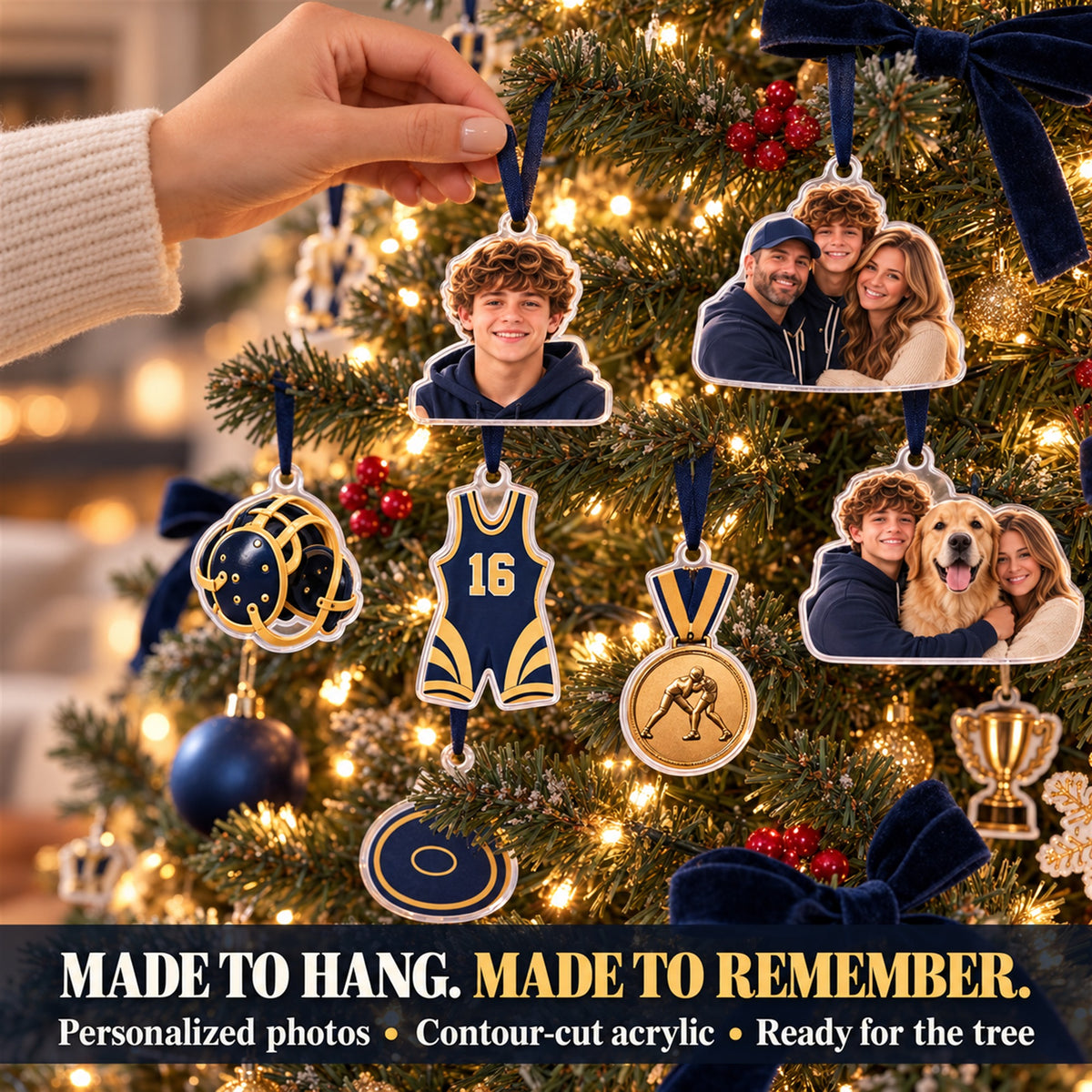Personalized Wrestling Athlete Advent Calendar with 24 Photo Ornaments
