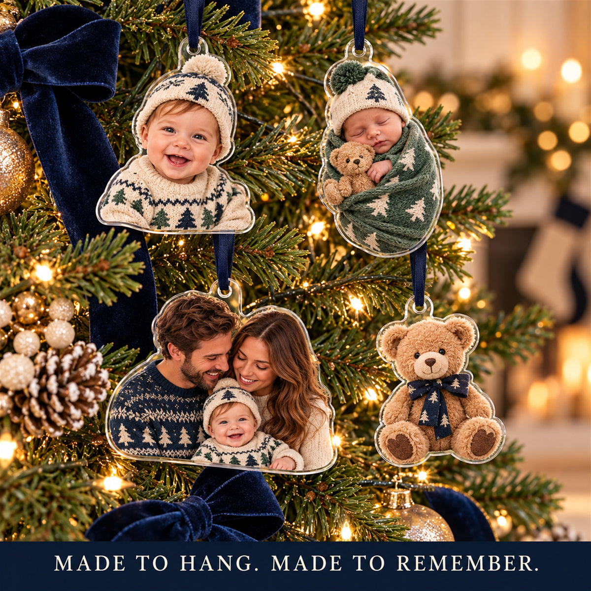 Personalized Baby Boy First Christmas Advent Calendar with 24 Photo Ornaments
