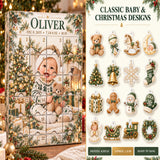 Personalized Baby Birth Stats Advent Calendar with 24 Photo Ornaments