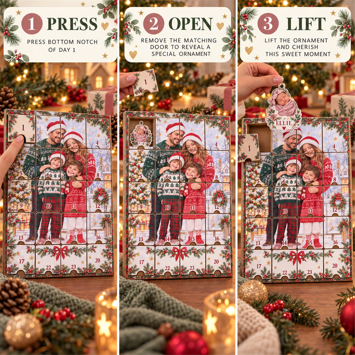 Personalized IVF Baby Worth The Wait Advent Calendar with 24 Photo Ornaments
