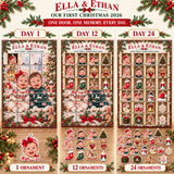 Personalized Twins First Christmas Advent Calendar with 24 Photo Ornaments