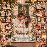 Personalized First Christmas Family of Three Advent Calendar with 24 Photo Ornaments