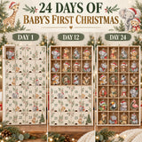 Personalized Safari Baby First Christmas Advent Calendar with 24 Photo Ornaments