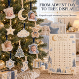 Personalized Boho Moon Stars Baby Christmas Advent Calendar with 24 Photo Ornaments