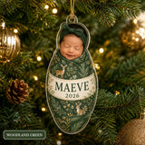Personalized Baby First Christmas Swaddle Photo Ornament - Custom Acrylic Christmas Keepsake