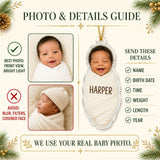 Personalized Baby First Christmas Swaddle Photo Ornament - Custom Acrylic Christmas Keepsake