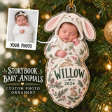 Personalized Woodland Baby Animal Swaddle Photo Ornament - Custom Acrylic Christmas Keepsake - image 1