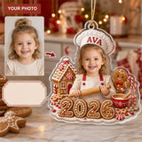 Personalized Gingerbread Bakery Baby 2026 Photo Ornament - Custom Acrylic Christmas Keepsake - image 1