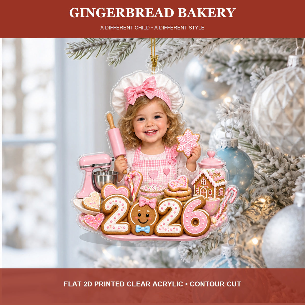 Personalized Gingerbread Bakery Baby 2026 Photo Ornament - Custom Acrylic Christmas Keepsake - image 3
