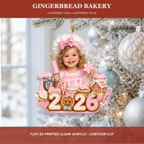 Personalized Gingerbread Bakery Baby 2026 Photo Ornament - Custom Acrylic Christmas Keepsake - image 3