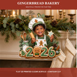 Personalized Gingerbread Bakery Baby 2026 Photo Ornament - Custom Acrylic Christmas Keepsake - image 4