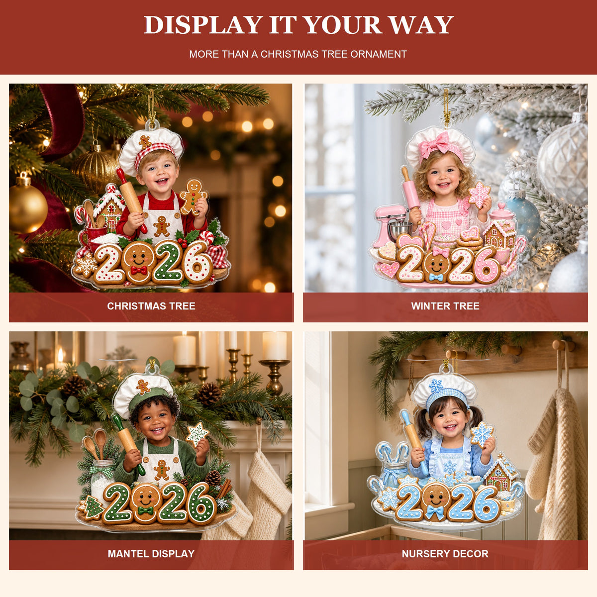 Personalized Gingerbread Bakery Baby 2026 Photo Ornament - Custom Acrylic Christmas Keepsake - image 5