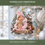 Personalized Woodland Christmas Baby 2026 Photo Ornament - Custom Acrylic Christmas Keepsake - image 3