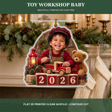 Personalized Toy Workshop Baby 2026 Photo Ornament - Custom Acrylic Christmas Keepsake - image 4