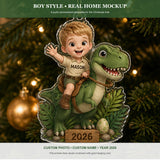 Personalized Chibi Dinosaur Adventure Photo Ornament - Custom Acrylic Christmas Keepsake - image 3