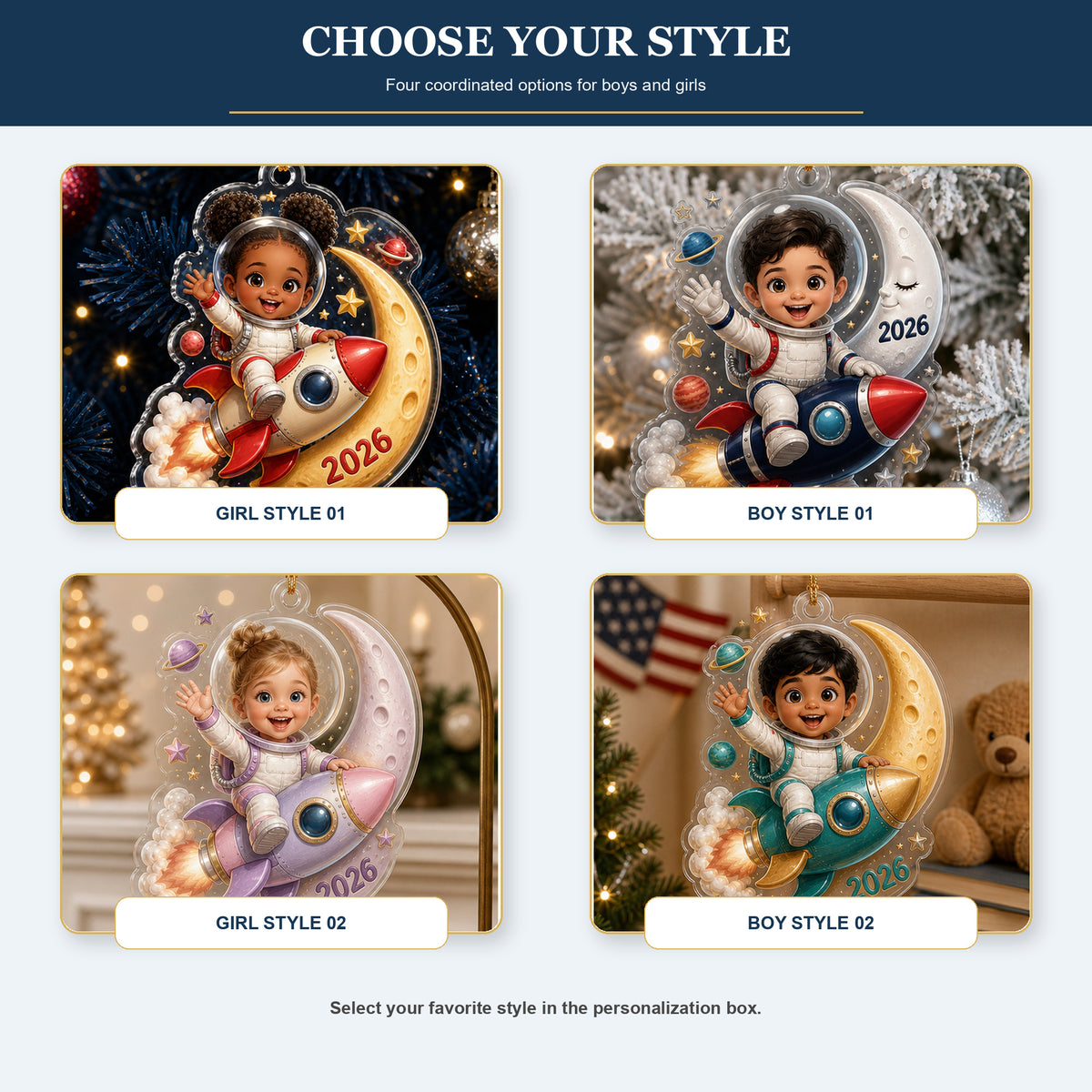 Personalized Chibi Space Explorer Photo Ornament - Custom Acrylic Christmas Keepsake - image 9