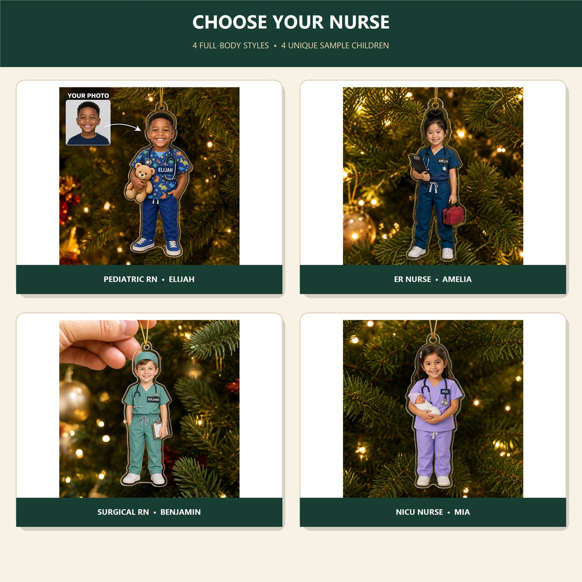 Personalized Kids Nurse Photo Ornament - Custom Acrylic Christmas Keepsake - image 2