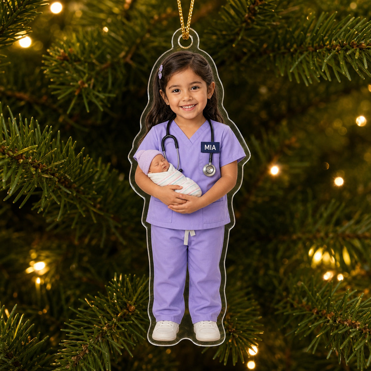 Personalized Kids Nurse Photo Ornament - Custom Acrylic Christmas Keepsake - image 5