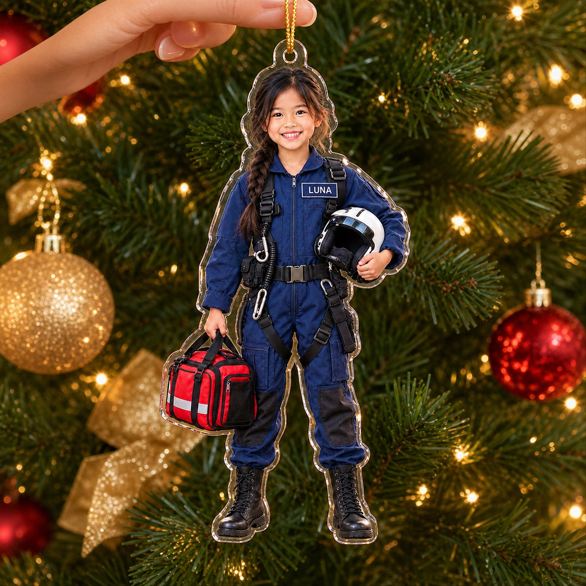 Personalized Kids EMT Paramedic Photo Ornament - Custom Acrylic Christmas Keepsake - image 4