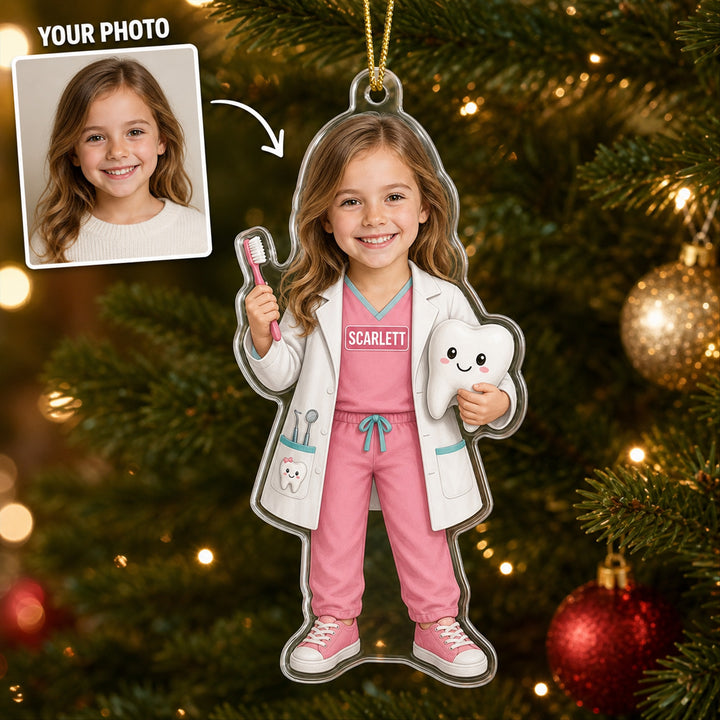 Personalized Kids Dentist Photo Ornament - Custom Acrylic Christmas Keepsake - image 1