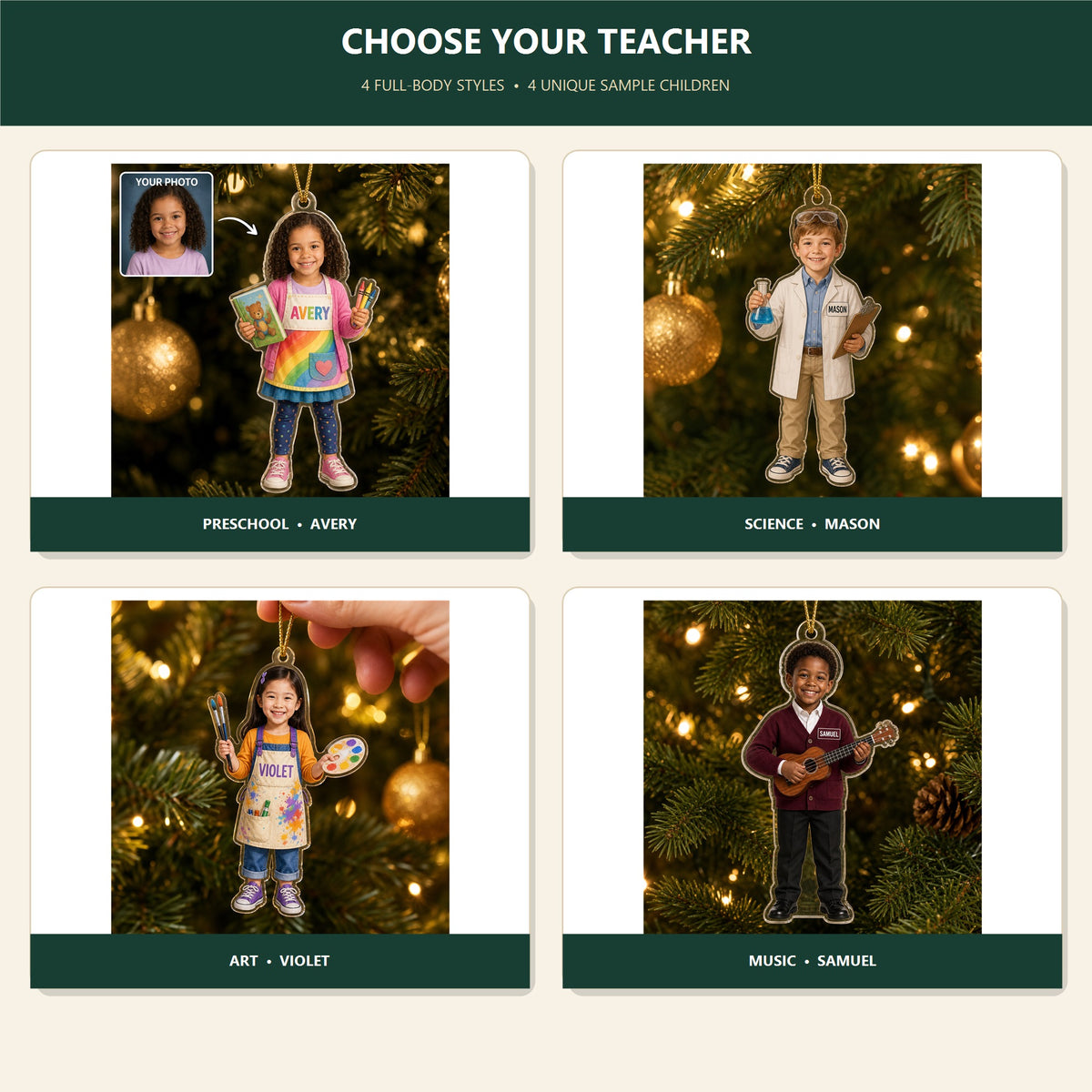 Personalized Kids Teacher Photo Ornament - Custom Acrylic Christmas Keepsake - image 2