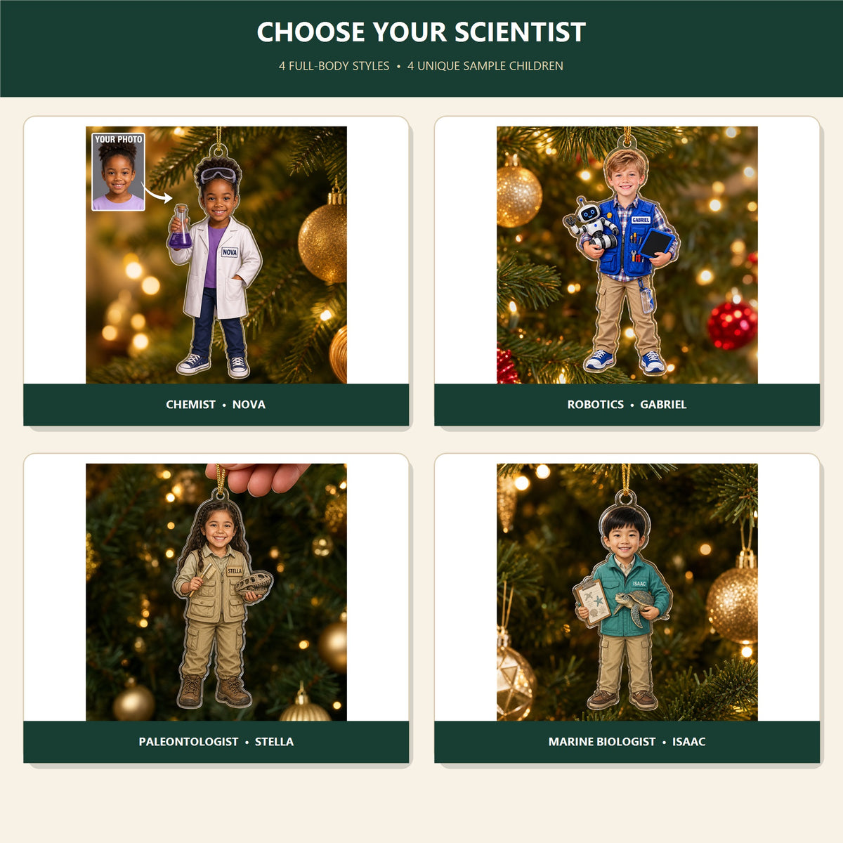Personalized Kids Scientist Photo Ornament - Custom Acrylic Christmas Keepsake - image 2