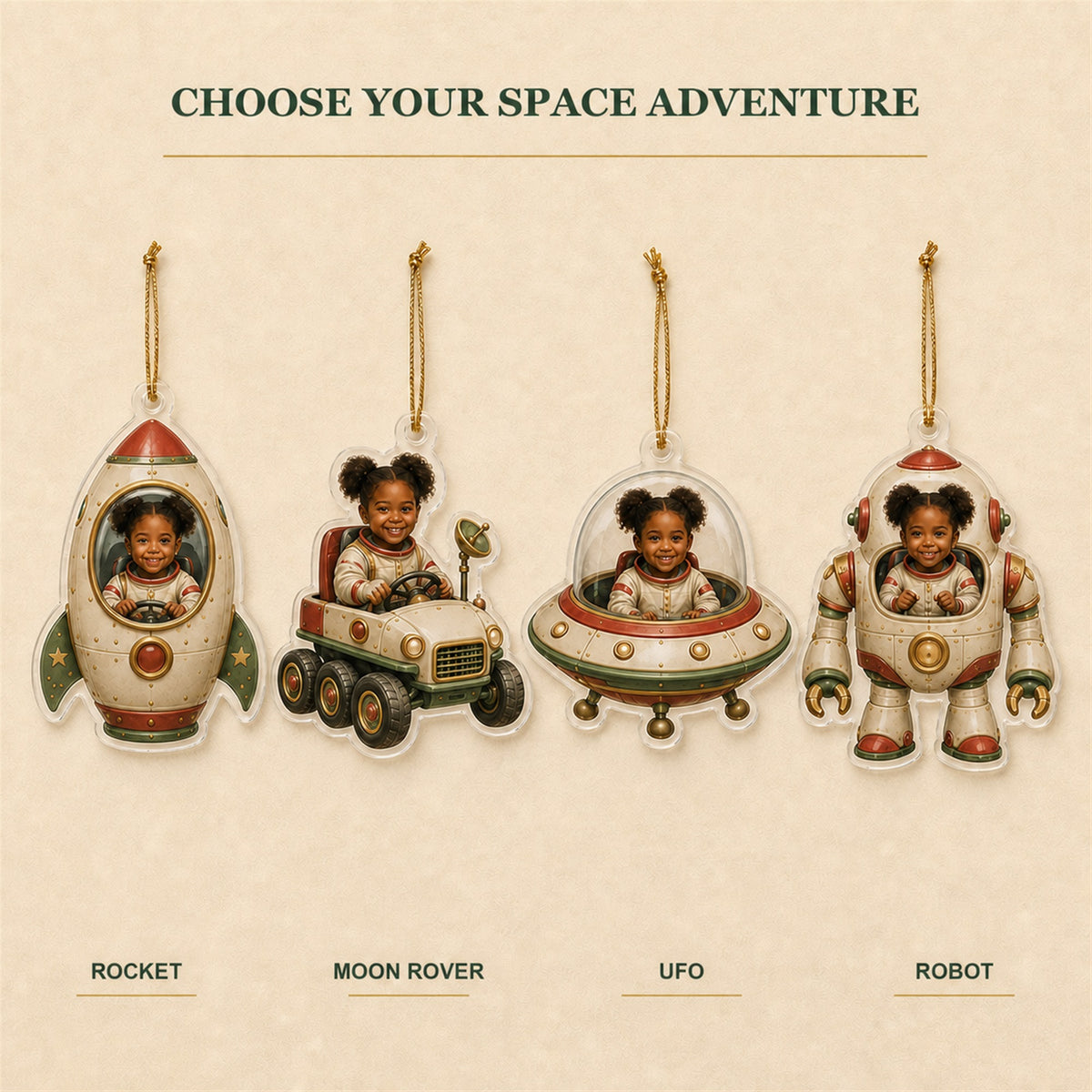 Personalized Kids Space Explorer Photo Ornament - Custom Acrylic Christmas Keepsake - image 2