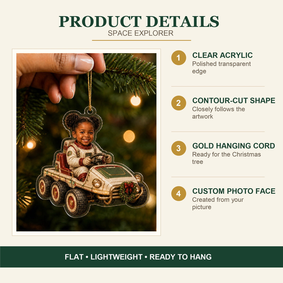 Personalized Kids Space Explorer Photo Ornament - Custom Acrylic Christmas Keepsake - image 5
