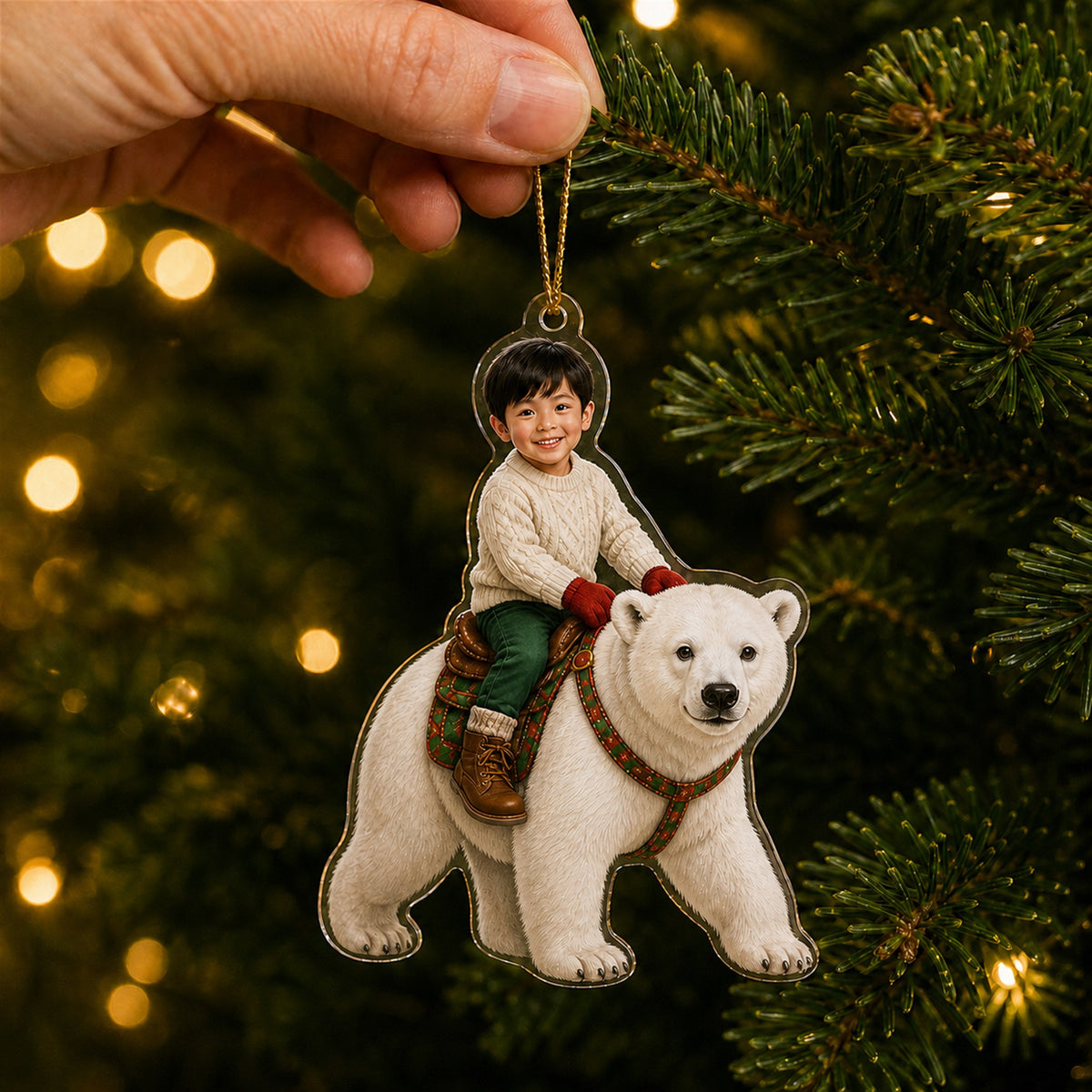 Personalized Kids Woodland Winter Photo Ornament - Custom Acrylic Christmas Keepsake - image 3