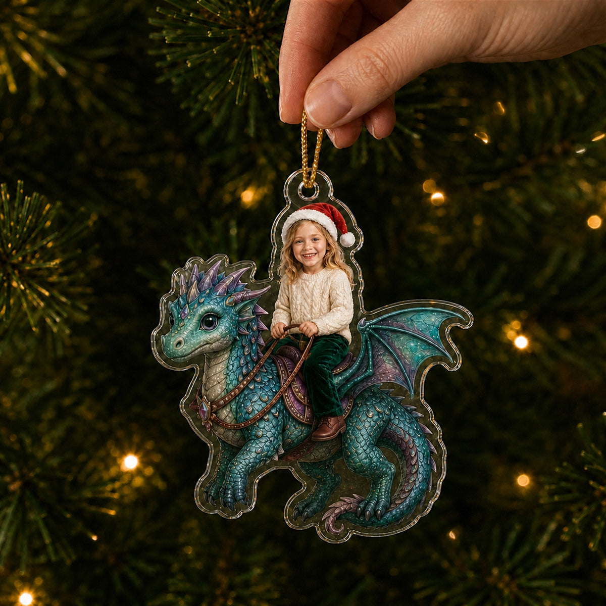 Personalized Kids Magical Unicorn Ride Photo Ornament - Custom Acrylic Christmas Keepsake - image 3