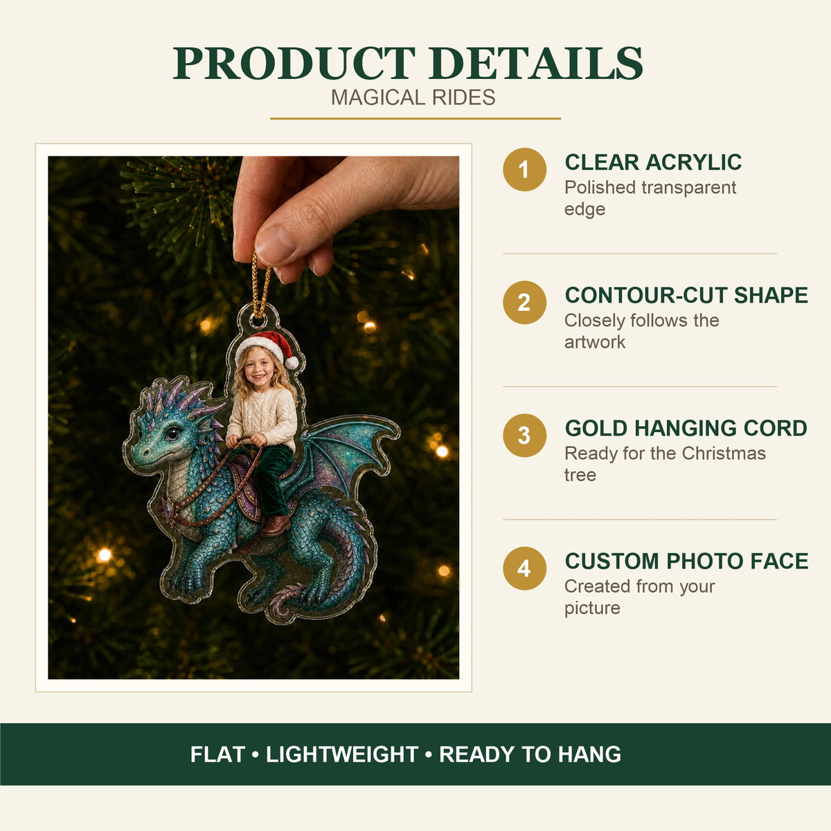 Personalized Kids Magical Unicorn Ride Photo Ornament - Custom Acrylic Christmas Keepsake - image 5