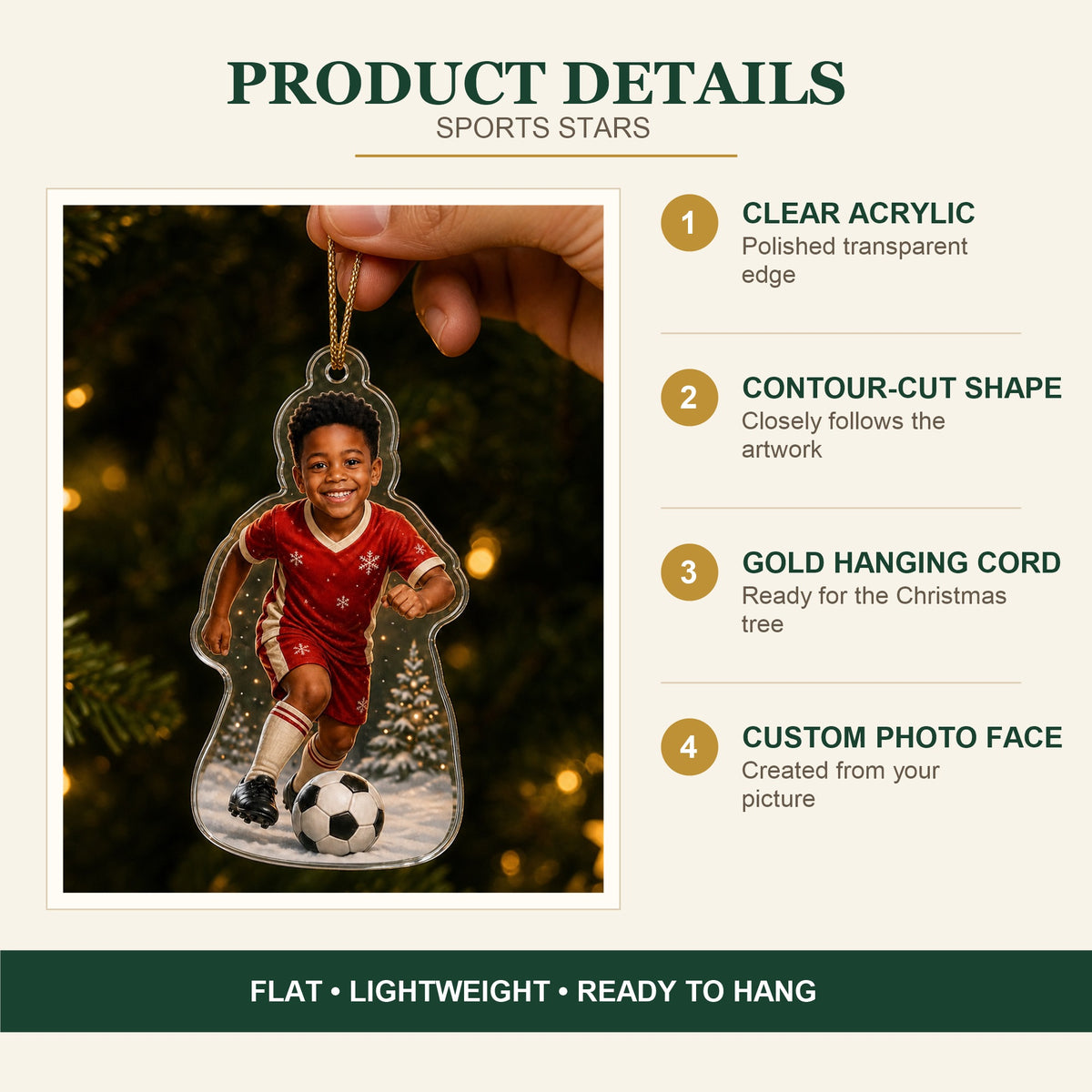 Personalized Kids Sports Star Photo Ornament - Custom Acrylic Christmas Keepsake - image 5