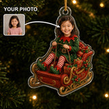 Personalized Kids Christmas Character Photo Ornament - Custom Acrylic Christmas Keepsake - image 1
