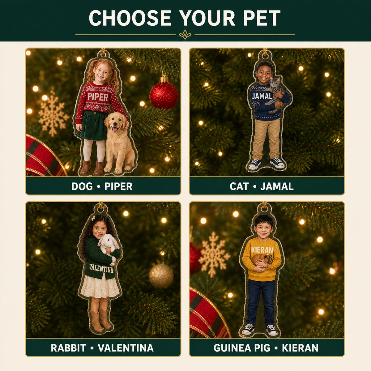 Personalized Kids and Pets Photo Ornament - Custom Acrylic Christmas Keepsake - image 5